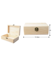 Tradineur - Caja de madera rectangular con cierre metálico, madera natural, almacenaje joyas, manualidades, decoración, 13,3 x 8,6 x 4,9 cm