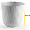 Tradineur - Maceta de plástico redonda Rattan, macetero, tiesto para plantas, flores, balcón, terraza, jardín (Blanco, 32,5 x 30