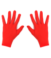 Tradineur - Guantes cortos de niño para disfraz, 100% poliéster, accesorio de carnaval, halloween, cosplay, fiestas, cumpleaños (Rojo, infantil, talla única)