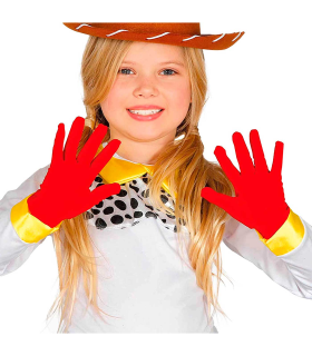 Tradineur - Guantes cortos de niño para disfraz, 100% poliéster, accesorio de carnaval, halloween, cosplay, fiestas, cumpleaños (Rojo, infantil, talla única)