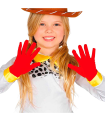 Tradineur - Guantes cortos de niño para disfraz, 100% poliéster, accesorio de carnaval, halloween, cosplay, fiestas, cumpleaños (Rojo, infantil, talla única)