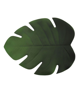 Mantel individual de plastico con diseño de hoja, para hosteleria y cocina, Tamaño 45 x 37 cm, Color Verde