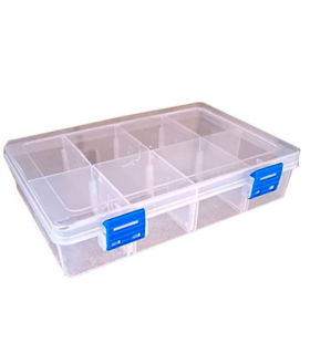 Caja organizadora multiusos nº 21 con separadores, 8 compartimentos, plástico, almacenaje de tornillos, tuercas, accesorios pesca, 4,6 x 20 x 14 cm