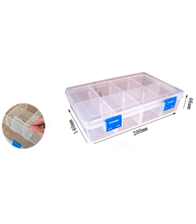 Caja organizadora multiusos nº 21 con separadores, 8 compartimentos, plástico, almacenaje de tornillos, tuercas, accesorios pesca, 4,6 x 20 x 14 cm