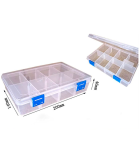 Caja organizadora multiusos nº 21 con separadores, 8 compartimentos, plástico, almacenaje de tornillos, tuercas, accesorios pesca, 4,6 x 20 x 14 cm