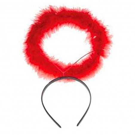 Tradineur - Corona de ángel rojo, diadema con aro, accesorios para disfraz de diablesa, carnaval, halloween, cosplay, fiesta, ad
