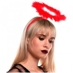 Tradineur - Corona de ángel rojo, diadema con aro, accesorios para disfraz de diablesa, carnaval, halloween, cosplay, fiesta, ad