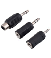 Pack de 3 adaptadores de audio, conexión jack macho a hembra de 3,5 mm y 2,5 mm, amplificadores, mesas de mezclas, home cinema, móviles, tablets