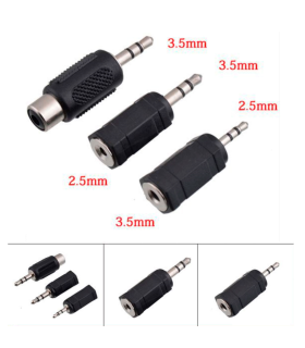 Pack de 3 adaptadores de audio, conexión jack macho a hembra de 3,5 mm y 2,5 mm, amplificadores, mesas de mezclas, home cinema, móviles, tablets