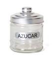 Gerimport - Azucarero de cristal con tapa de aluminio 280 ml, bote para azúcar transparente 10,5 x 8,5 cm, tarro, recipiente de vidrio, almacenamiento de condimentos, cocina