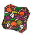 Tradineur - Pack de 48 servilletas desechables de Halloween - Diseño caraberas y calabazas - Accesorio para mesa - 16,5 x 16,5 cm