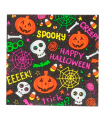 Tradineur - Pack de 48 servilletas desechables de Halloween - Diseño caraberas y calabazas - Accesorio para mesa - 16,5 x 16,5 cm