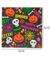 Tradineur - Pack de 48 servilletas desechables de Halloween - Diseño caraberas y calabazas - Accesorio para mesa - 16,5 x 16,5 cm