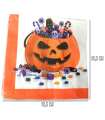 Tradineur - Pack de 48 servilletas desechables de Halloween - Diseño de calabaza con caramelos - Accesorio para mesa - 16,5 x 16,5 cm