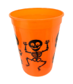 Tradineur - Pack de 12 vasos de Halloween - Diseño Esqueleto - Fabricado en Plástico - Ideal para fiestas de Halloween - Ø 8 x 10 cm