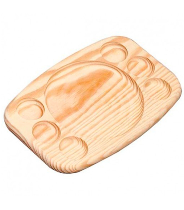 Tradineur - Bandeja de madera ovalada, tabla, plato para servir comida con 6 huecos para salsas, madera natural, churrasco, aperitivos, 29,3 x 18,3 x 2 cm