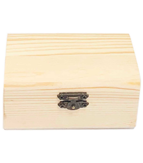 Caja de madera rectangular, tapa con esquinas redondeadas, cierre metálico, cajita, cofre decorativo, almacenaje objetos, joyas, 11,4 x 7,5 x 5,2 cm