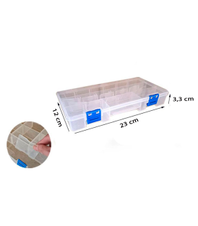 Caja organizadora multiusos nº 22 con separadores, plástico, 15 compartimentos, almacenaje de tornillos, tuercas, accesorios pesca, 3,3 x 23 x 12 cm