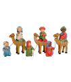 Tradineur - Figuras reyes magos, camellos y pajes Naïf para belén navideño 10 y 17 cm, marmolina, figuras decorativas nacimiento, pesebre, navidad, decoración tradicional