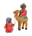 Tradineur - Figuras reyes magos, camellos y pajes Naïf para belén navideño 10 y 17 cm, marmolina, figuras decorativas nacimiento, pesebre, navidad, decoración tradicional