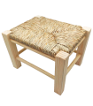 Tradineur - Taburete infantil de madera con asiento de rafia, banqueta para niños con reposapiés, hogar, colegio (Color natural, 20 x 28,5 x 23,5 cm)