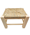 Tradineur - Taburete infantil de madera con asiento de rafia, banqueta para niños con reposapiés, hogar, colegio (Color natural, 20 x 28,5 x 23,5 cm)