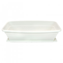 Tradineur - Jardinera eva de plástico con plato adán 26 litros, 60 cm - PLFT - Color Blanco, macetero, maceta para plantas y flo