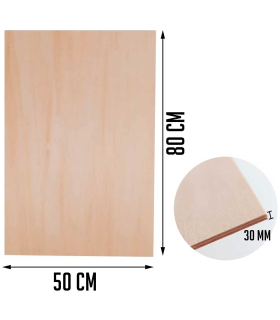 Tradineur - Lámina / Chapa de madera - Fabricado en España - Ideal para manualidades - Resistente - 80 x 50 x 0,3 cm