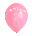 Tradineur - Set de 12 globos para la Primera Comunión de látex de caucho natural, decoración en fiestas, celebraciones, hogar (Rosa, niña)