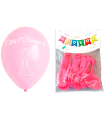 Tradineur - Set de 12 globos para la Primera Comunión de látex de caucho natural, decoración en fiestas, celebraciones, hogar (Rosa, niña)