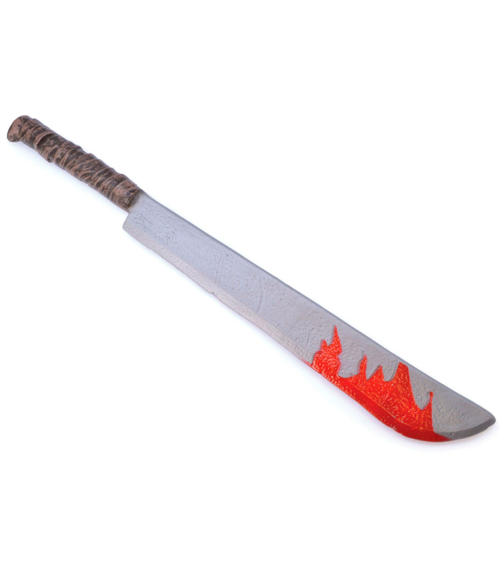 Tradineur - Machete sangriento de plástico, cuchillo con sangre, arma de juguete, accesorio para disfraz de asesino, personajes de terror, miedo, carnaval, Halloween, cosplay, fiestas, 77 cm