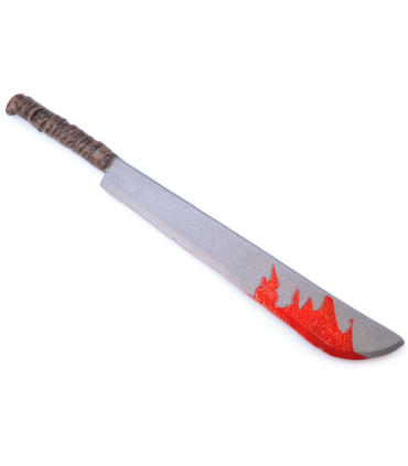 Tradineur - Machete sangriento de plástico, cuchillo con sangre, arma de juguete, accesorio para disfraz de asesino, personajes de terror, miedo, carnaval, Halloween, cosplay, fiestas, 77 cm