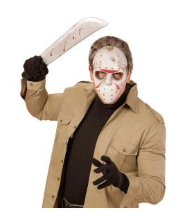 Tradineur - Machete sangriento de plástico, cuchillo con sangre, arma de juguete, accesorio para disfraz de asesino, personajes de terror, miedo, carnaval, Halloween, cosplay, fiestas, 77 cm