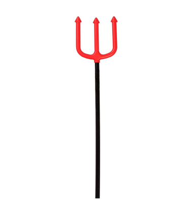 Tradineur - Tridente de demonio de plástico, complemento para disfraz de diablo, Satán, carnaval, Halloween, cosplay, niños y adultos (Rojo y negro, 51 cm)