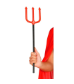 Tradineur - Tridente de demonio de plástico, complemento para disfraz de diablo, Satán, carnaval, Halloween, cosplay, niños y adultos (Rojo y negro, 51 cm)