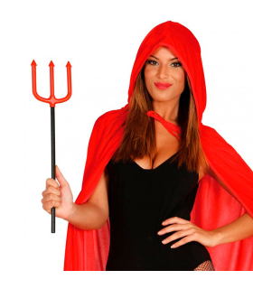 Tradineur - Tridente de demonio de plástico, complemento para disfraz de diablo, Satán, carnaval, Halloween, cosplay, niños y adultos (Rojo y negro, 51 cm)