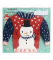 Tradineur - Pack de 36 servilletas navideñas de papel, forma de jersey con muñeco de nieve, 3 capas, biodegradables, reciclables, muy suaves, fiestas, decoración de Navidad, 33 cm