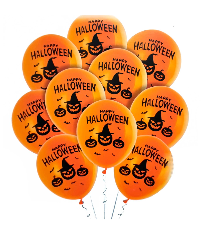 Tradineur - Pack de 40 globos - "Happy Halloween" - Tamaño: 30 cm - Ideales como decoración de tu hogar y celebraciones de Halloween