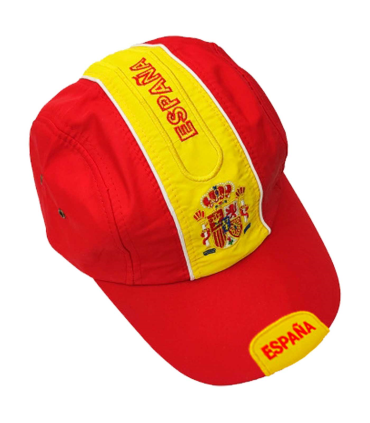 Tradineur - Gorra con la bandera de España - Ajuste posterior con velcro - 100% Poliéster - Deporte, golf, adulto, unisex, talla única - Color rojo y amarillo.