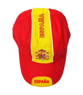 Tradineur - Gorra con la bandera de España - Ajuste posterior con velcro - 100% Poliéster - Deporte, golf, adulto, unisex, talla única - Color rojo y amarillo.