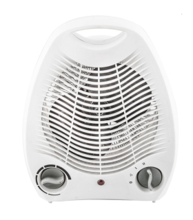 Tradineur - Calefactor vertical con asa, 2000W, 2 velocidades + aire frío, termostato, piloto luminoso, termo ventilador para baño, habitaciones (Blanco, 27 x 21 x 13 cm)