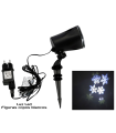 Tradineur - Proyector rotante de copos de nieve LED para exterior, blanco frío, 4W, plástico, cable de 3 metros, iluminación, luces de jardín - 10,5 cm