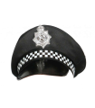 Gorra de policía local de color negro con detalles blancos para jóvenes y adultos para carnaval, Halloween, fiestas de cumpleaños u otras celebraciones. Tamaño: 16 x 24 x 30 cm