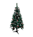 Tradineur - Árbol de Navidad con piñas y bayas, pino artificial verde con puntas blancas, estructura de plástico y metal revestido, robusto y duradero, fácil montaje, 90 cm