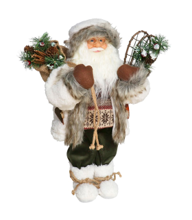 Tradineur - Figura de Santa Claus nórdico, poliéster y plástico, Papá Noel de Navidad, adorno, decoración festiva original, hogar, 45 cm