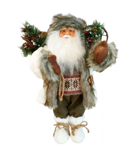 Tradineur - Figura de Santa Claus nórdico, poliéster y plástico, Papá Noel de Navidad, adorno, decoración festiva original, hogar, 45 cm