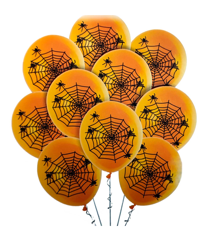 Tradineur - Pack de 40 globos - Diseño Telaraña - Tamaño: 30 cm - Ideales como decoración de tu hogar y celebraciones de Halloween