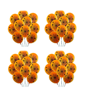 Tradineur - Pack de 40 globos - Diseño Telaraña - Tamaño: 30 cm - Ideales como decoración de tu hogar y celebraciones de Halloween