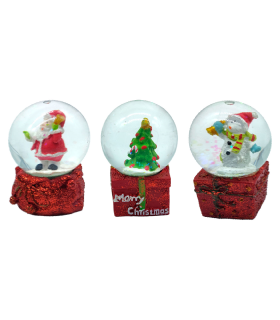 Tradineur - Pack de 3 Mini Bolas de cristal navideñas - Fabricado en Resina y Cristal - Decoración para temporada navideñas - Ø 5,5 x 6,6 cm - Modelo Aleatorio