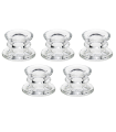 Tradineur - Pack de 5 portavelas de vidrio, soportes para velas cilíndricas, alargadas, decoración, centros de mesa, Navidad, bodas, fiestas - 5,7 x 3,8 cm